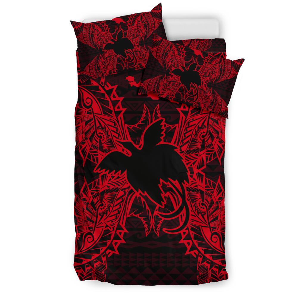 Polynesian Bedding Set - Papua New Guinea Duvet Cover Set Map Red - Polynesian Pride