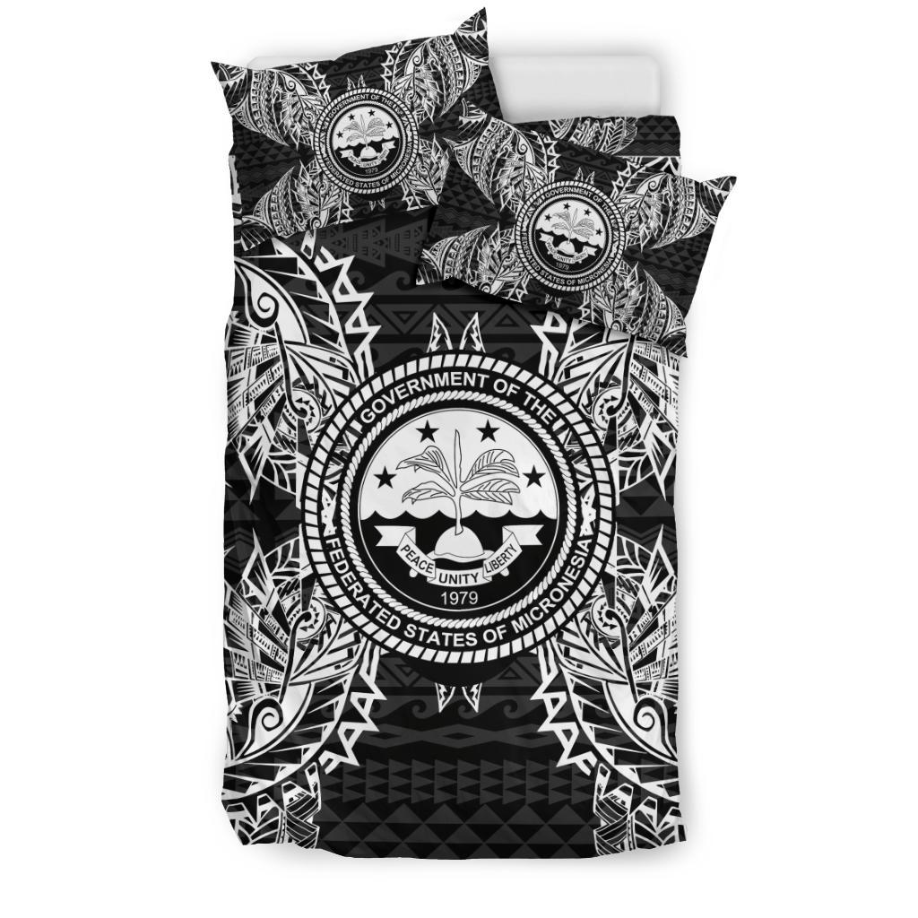 Polynesian Bedding Set - Federated States Of Micronesian Duvet Cover Set Map Black - Polynesian Pride