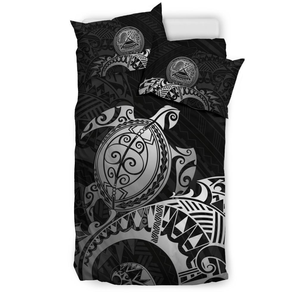 Polynesian Bedding Set - American Samoa Duvet Cover Set - Polynesian Turtle (Silver) - Polynesian Pride