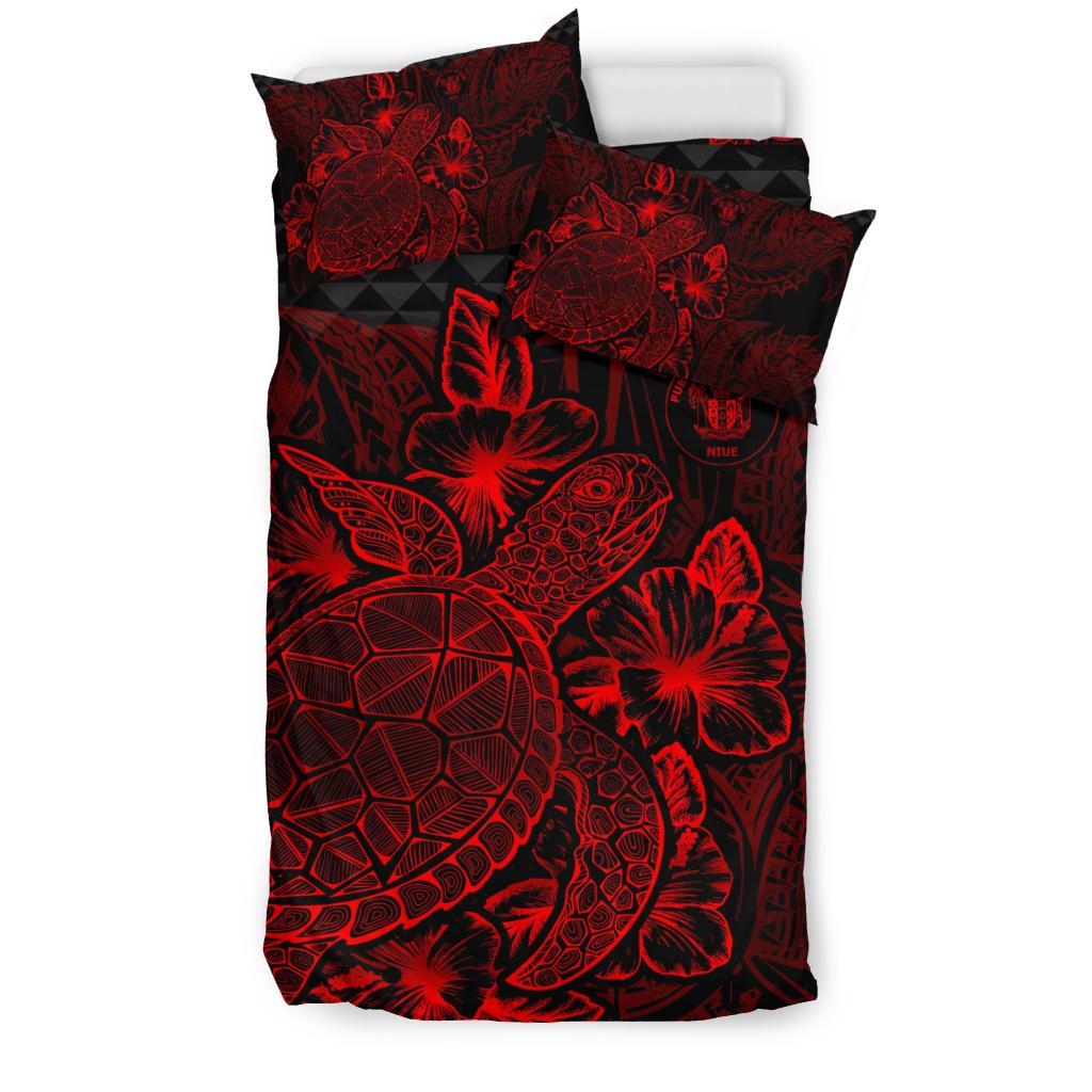 Polynesian Bedding Set - Niue Duvet Cover Set Red Color - Polynesian Pride