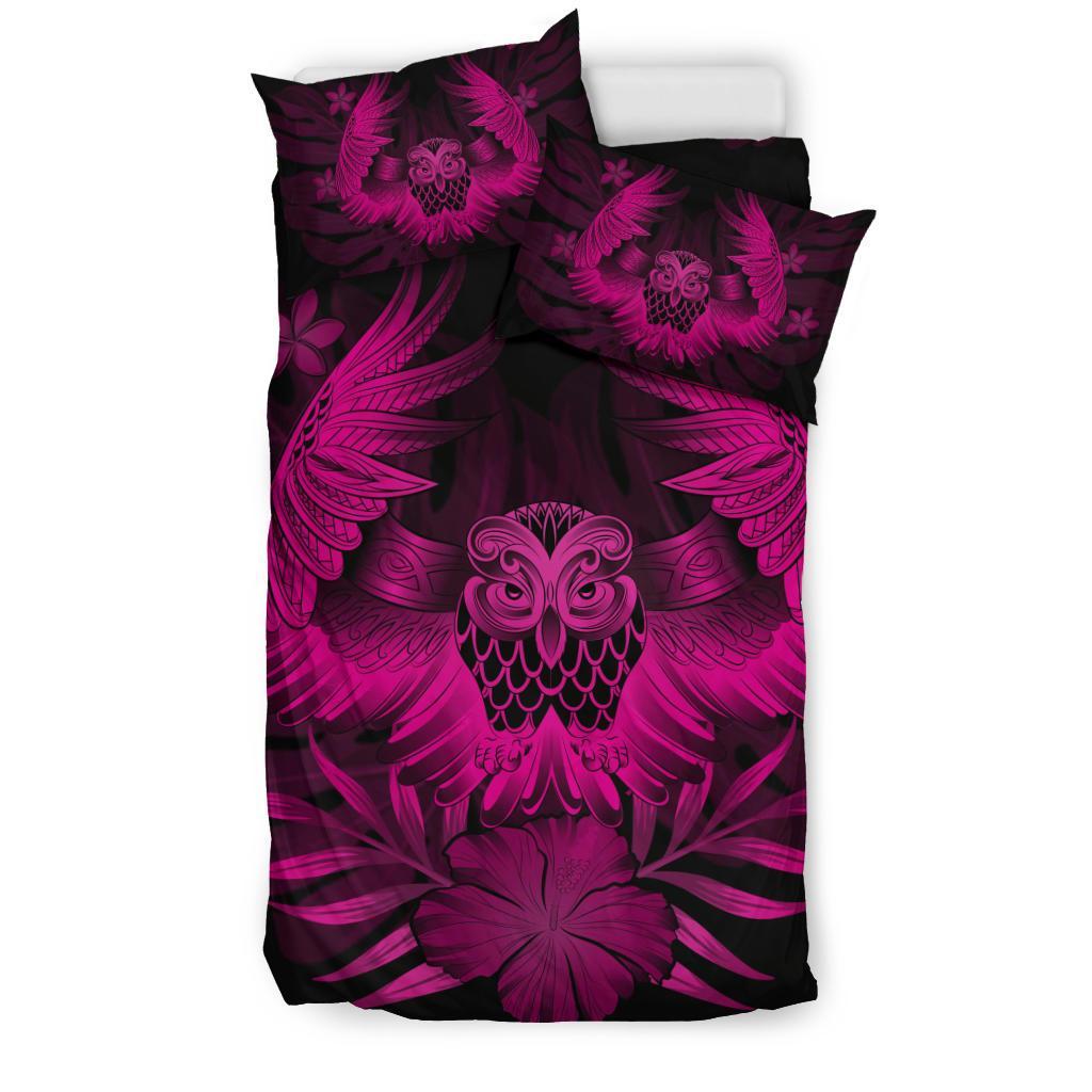 Hawaiian Owl Hibiscus Plumeria Polynesian Bedding Set - Pink - Polynesian Pride