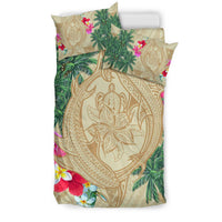 Hawaii Kanaka Maoli Palm Trees Turtle And Sharks Bedding Set - Polynesian Pride