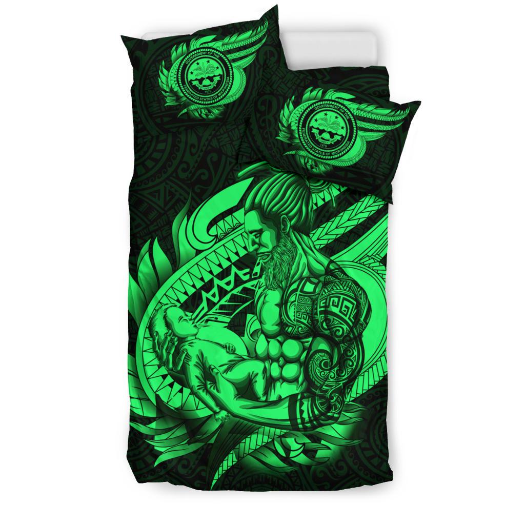 Polynesian Bedding Set - Federated States Of Micronesia Duvet Cover Set Father And Son Green - Polynesian Pride