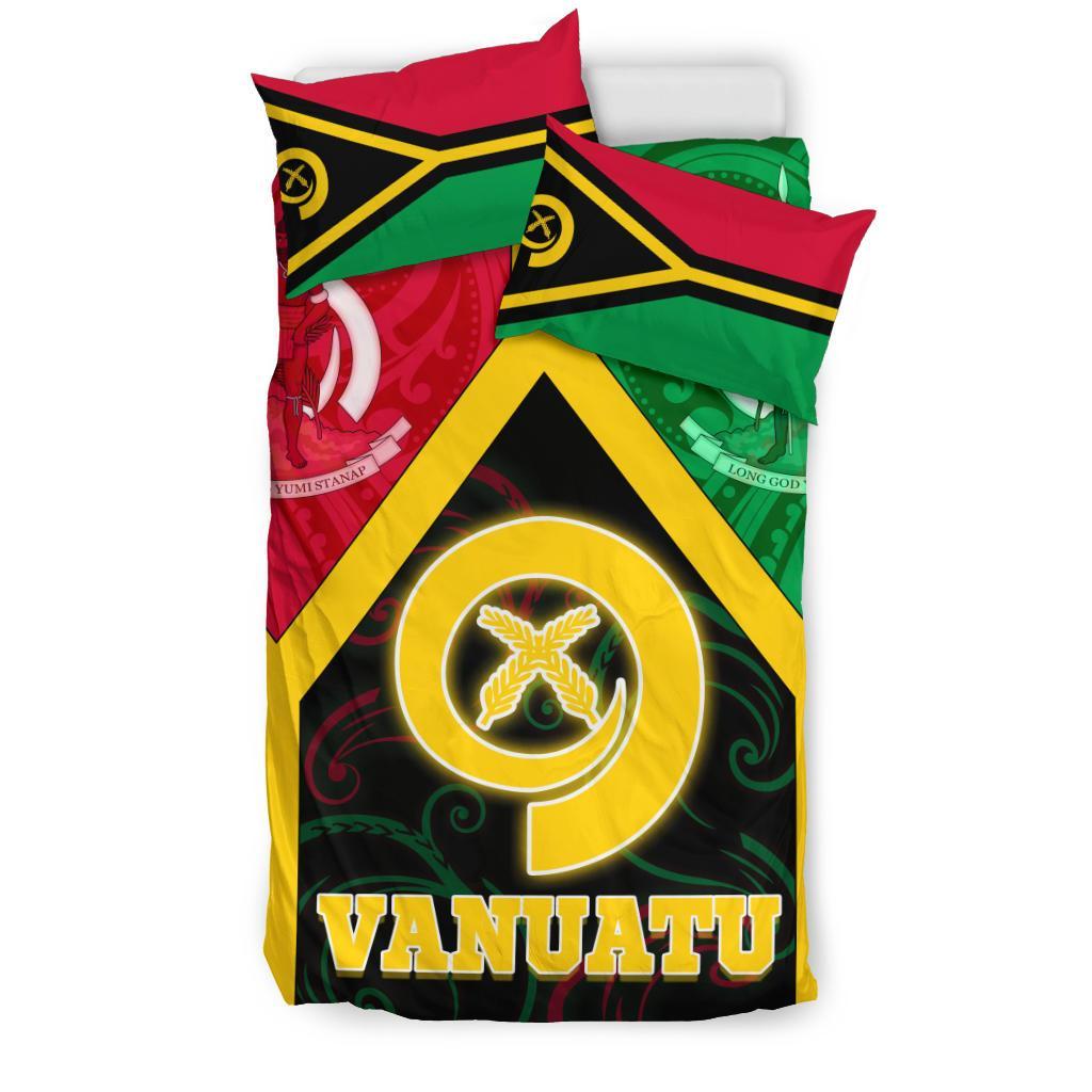 Vanuatu Polynesian Bedding Set - Vanuatu Flag and Coat Of Arms - Polynesian Pride