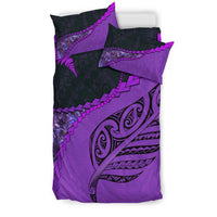 Paua Shell Maori Silver Fern Bedding Set, Purple - Polynesian Pride