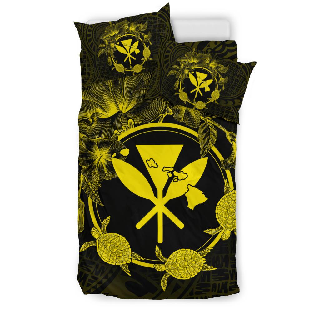 Hawaii Kanaka Turtle Hibiscus Polynesian Bedding Set - Anthea Style Yellow - Polynesian Pride