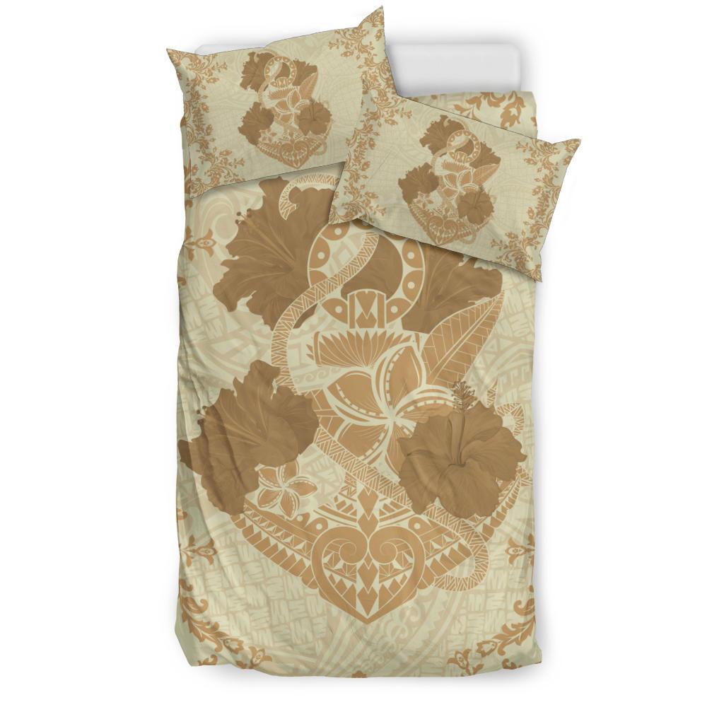 Hawaii Anchor Hibiscus Flower Vintage Bedding Set - AH - Beige - Polynesian Pride