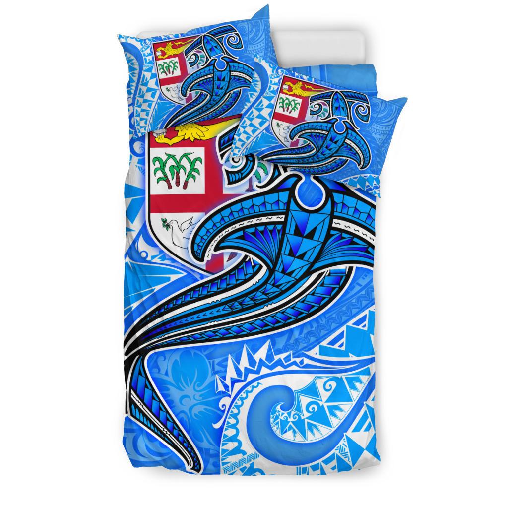 Fiji Bedding Set - Blue Shark Polynesian Tattoo - Polynesian Pride