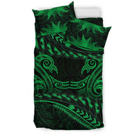 New Zealand Bedding Set Green Manaia Maori - Silver Fern Duvet Cover - Polynesian Pride