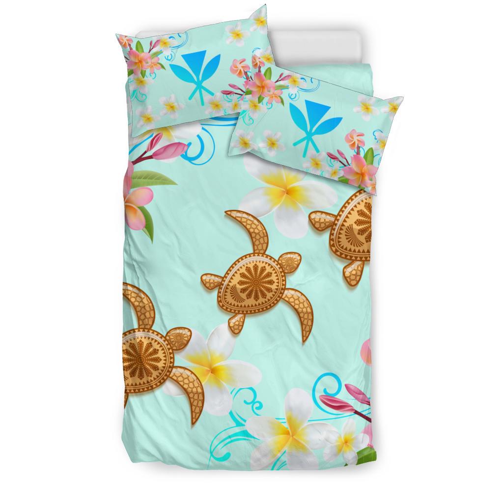 Hawaii Turtle Plumeria Mint Style - Bedding Set AH - Polynesian Pride