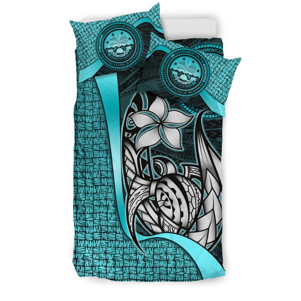 Federated States of Micronesia Bedding Set Turquoise - Turtle With Hook - Polynesian Pride