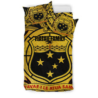 (FIATAU FAMILY) Samoa Bedding Set - Samoa Coat Of Arm, Polynesian Tattoo Gold RLT7 - Polynesian Pride