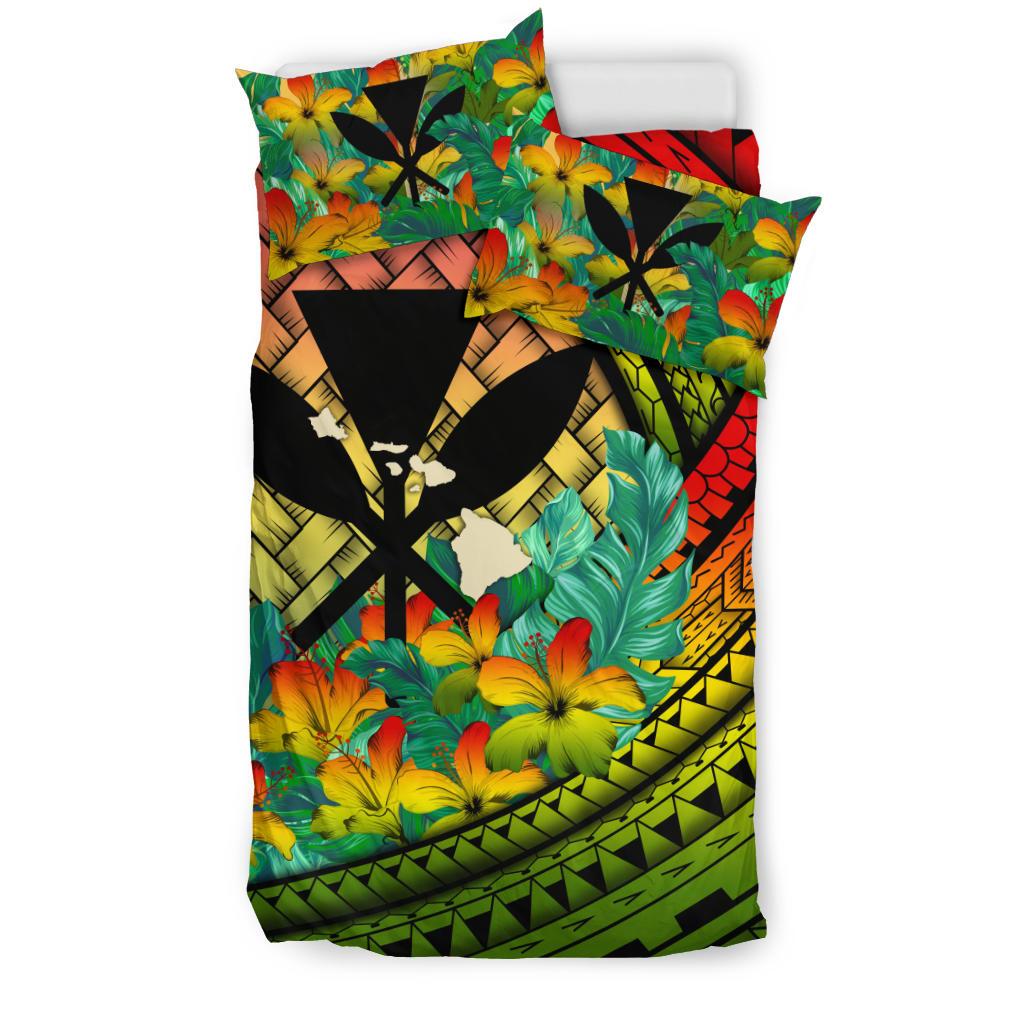 Kanaka Maoli (Hawaiian) Bedding Set - Lauhala Polynesian Hibiscus Reggae - Polynesian Pride