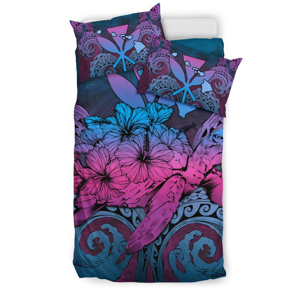 Hawaii Turtle Wave Polynesian Bedding Set - Hey Style Blue - Polynesian Pride