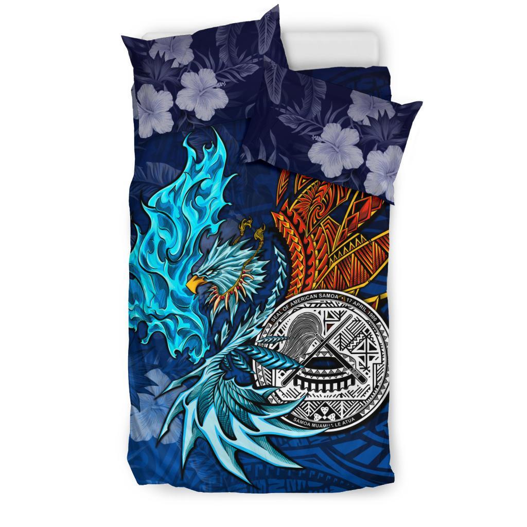 American Samoa Polynesian Bedding Set - Blue Polynesian Eagle - Polynesian Pride