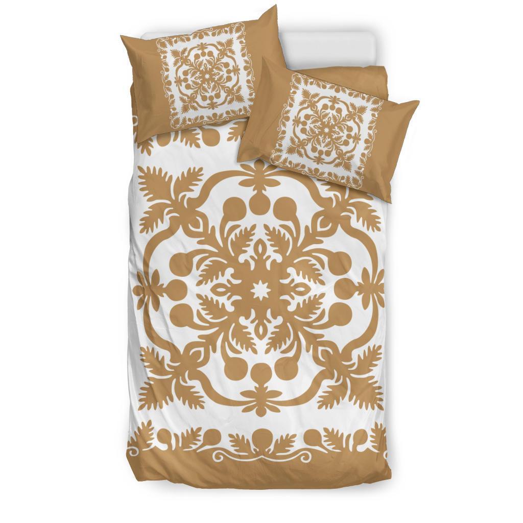 Hawaii Bedding Set Royal Pattern - Gold And White - Polynesian Pride