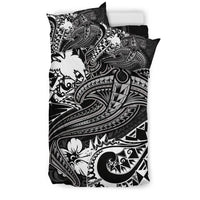 Papua New Guinea Bedding Set - White Shark Polynesian Tattoo - Polynesian Pride