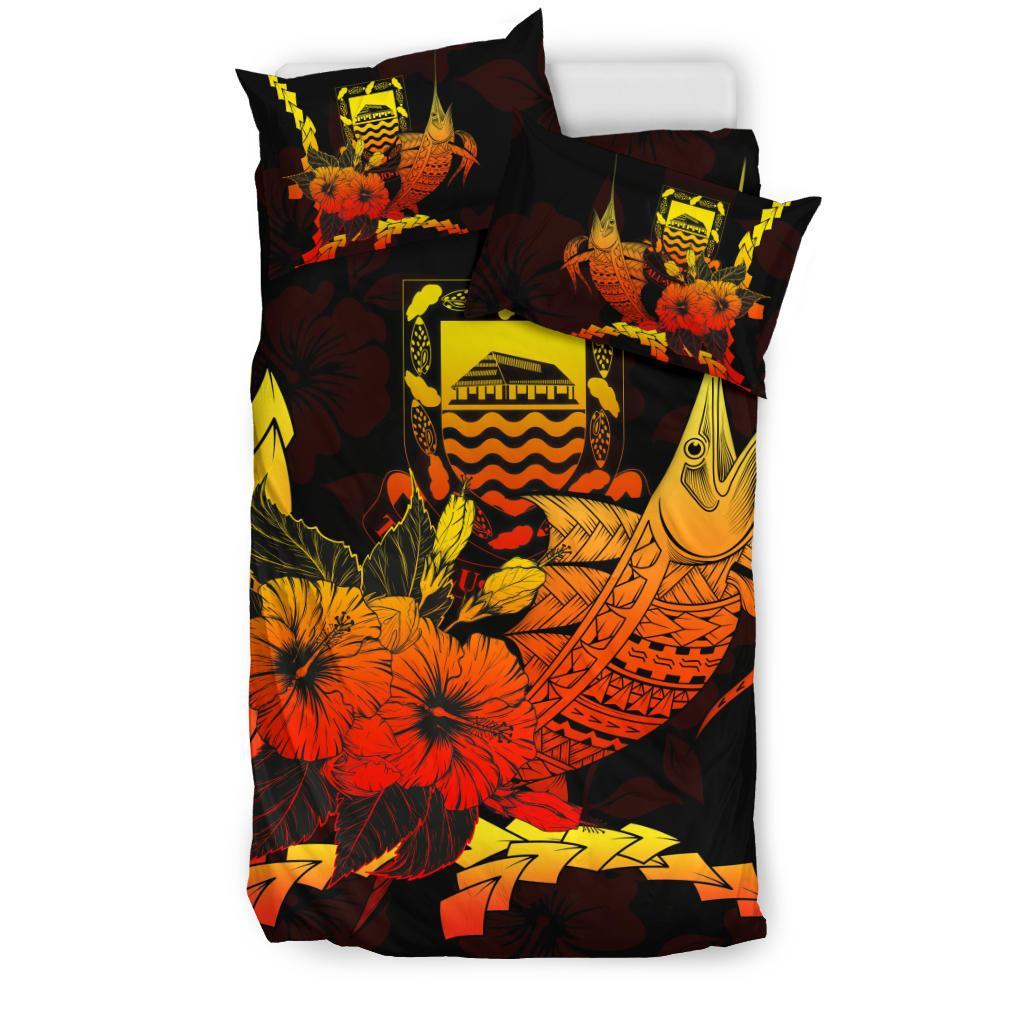 Tuvalu Polynesian Bedding Set - Swordfish With Hibiscus - Polynesian Pride