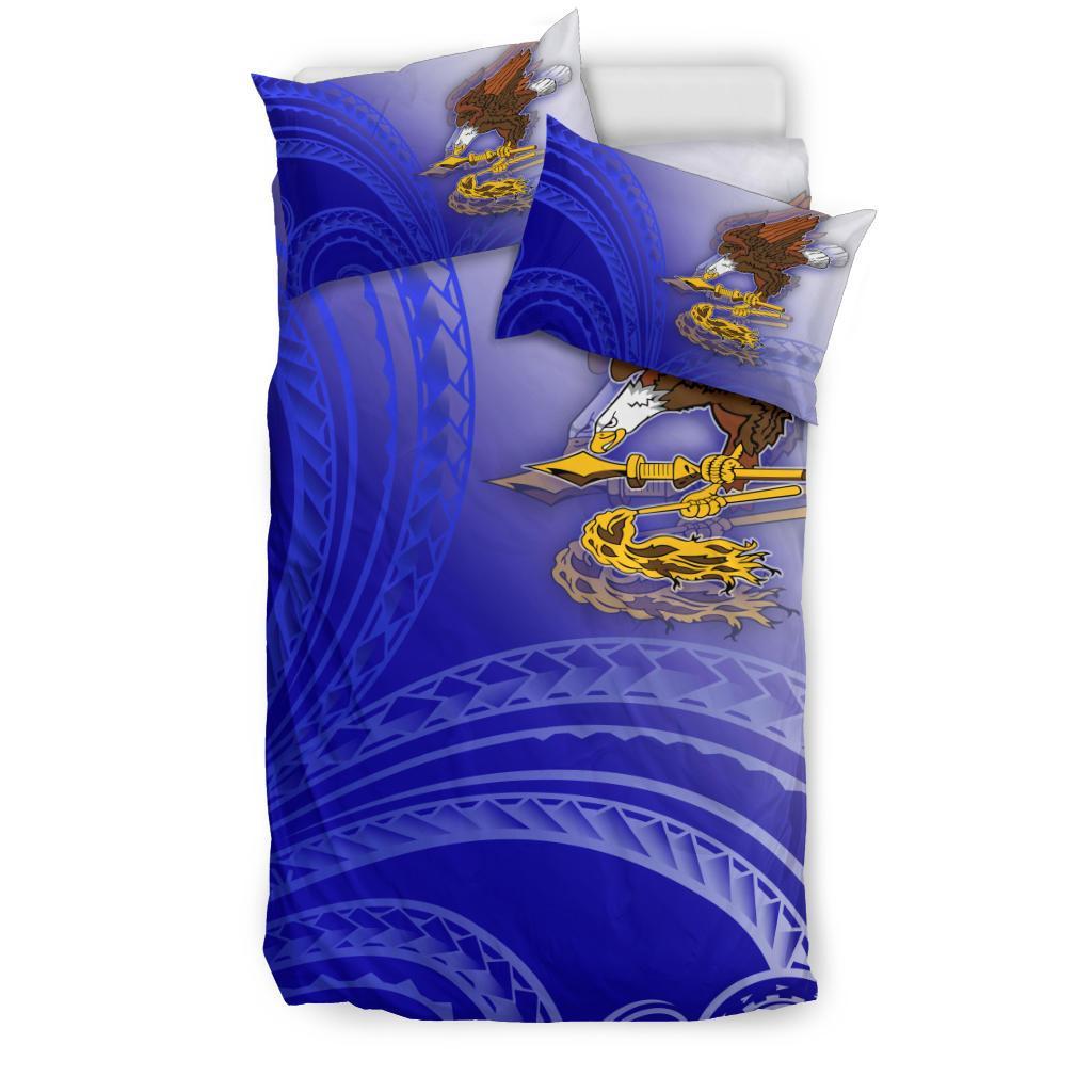 American Samoa Polynesian Bedding Set - Bald Eagle (Blue) - Polynesian Pride