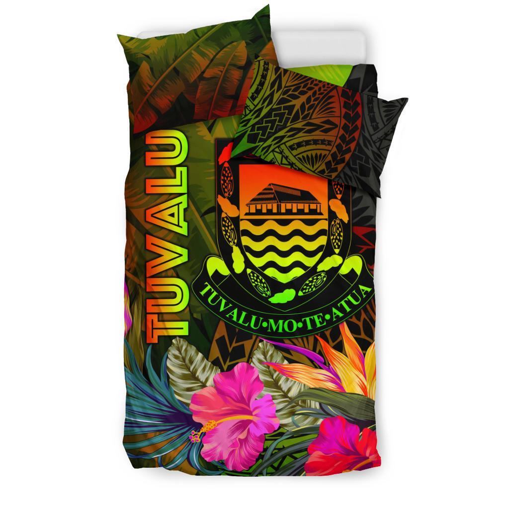 Tuvalu Polynesian Bedding Set - Hibiscus and Banana Leaves - Polynesian Pride