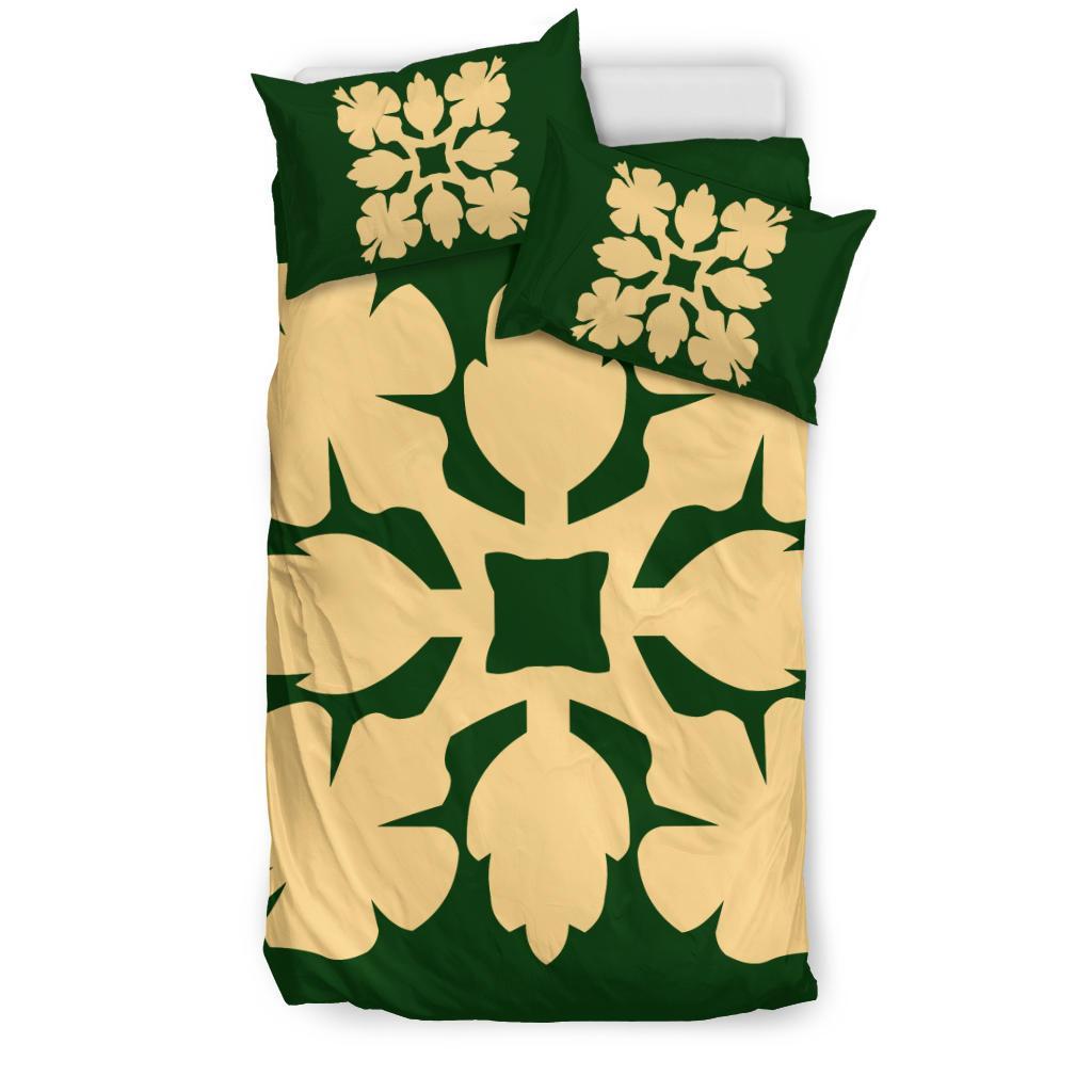 Hawaiian Bedding Set Royal Pattern - Green - C1 Style - Polynesian Pride