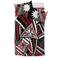 Nauru Bedding Set - Tribal Flower Special Pattern Red Color - Polynesian Pride