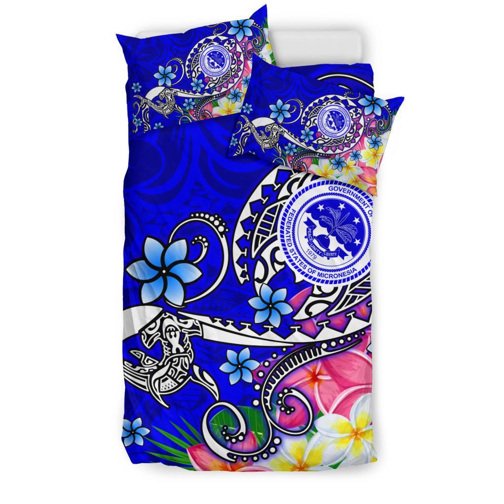 FSM Bedding Set - Turtle Plumeria (Blue) - Polynesian Pride