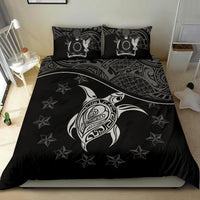 Cook Island Duvet Cover Set - Cook Island Flag & Turtle Tattoo Black - Polynesian Pride