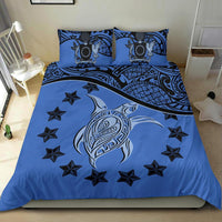 Cook Island Duvet Cover Set - Cook Island Flag & Coat Of Arms Blue - Polynesian Pride