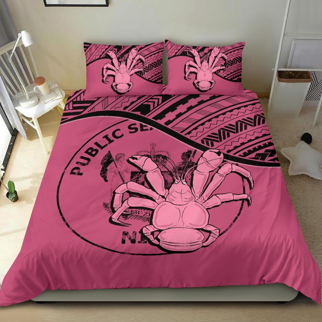 Niue Duvet Cover Set - Niue Coat Of Arms & Coconut Crab Pink - Polynesian Pride