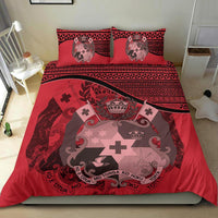Tonga Duvet Cover Set - Tonga Coat Of Arms Pink - Polynesian Pride