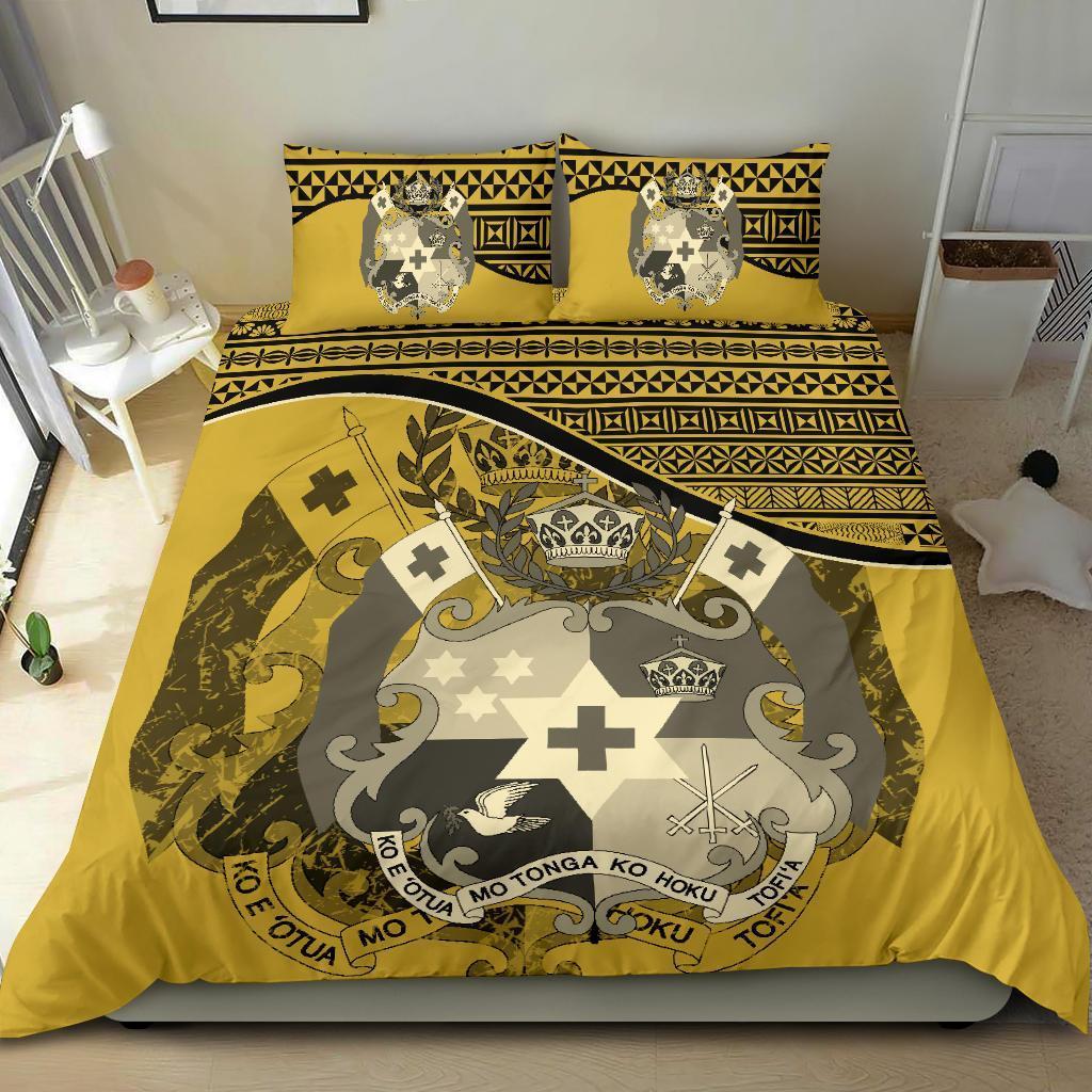 Tonga Duvet Cover Set - Tonga Coat Of Arms Yellow - Polynesian Pride