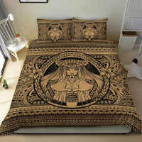 Hawaiian Map Madame Pele Kanaka Plumeria Polynesian Bedding Set Gold - Polynesian Pride
