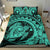 Hawaiian Map Kanaka Honu Hibiscus Turquoise Globular Polynesian Bedding Set - Polynesian Pride