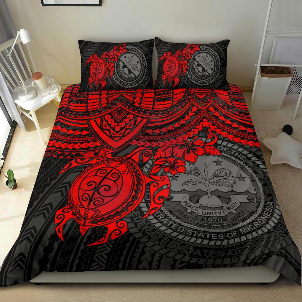 Federated States Of Micronesia Duvet Cover Set - Red Turtle - Polynesian Pride