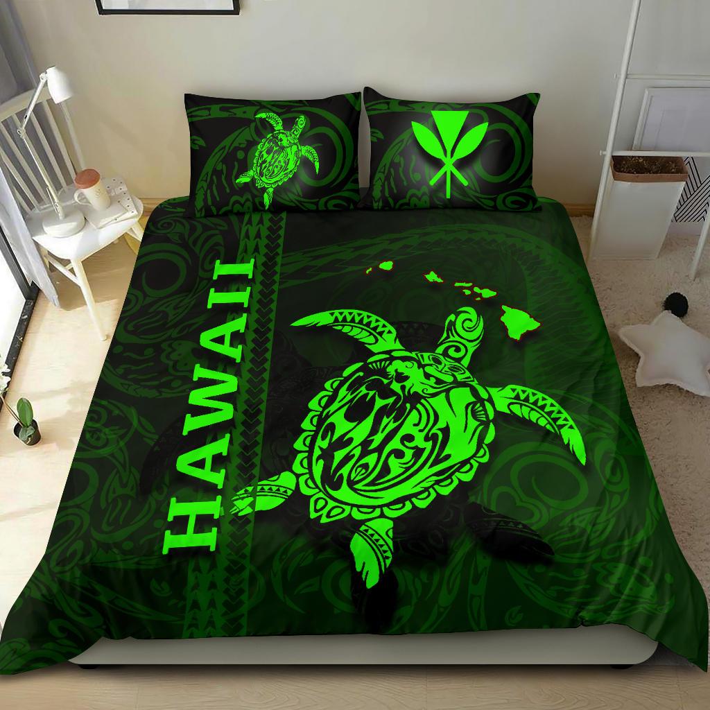 Polynesian Hawaii Duvet Cover Set - Turtle Hawaiian Green Green - Polynesian Pride