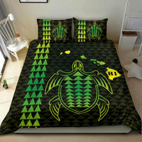 Hawaiian Map Kakau Turtle Polynesian Bedding Set - Green - Polynesian Pride