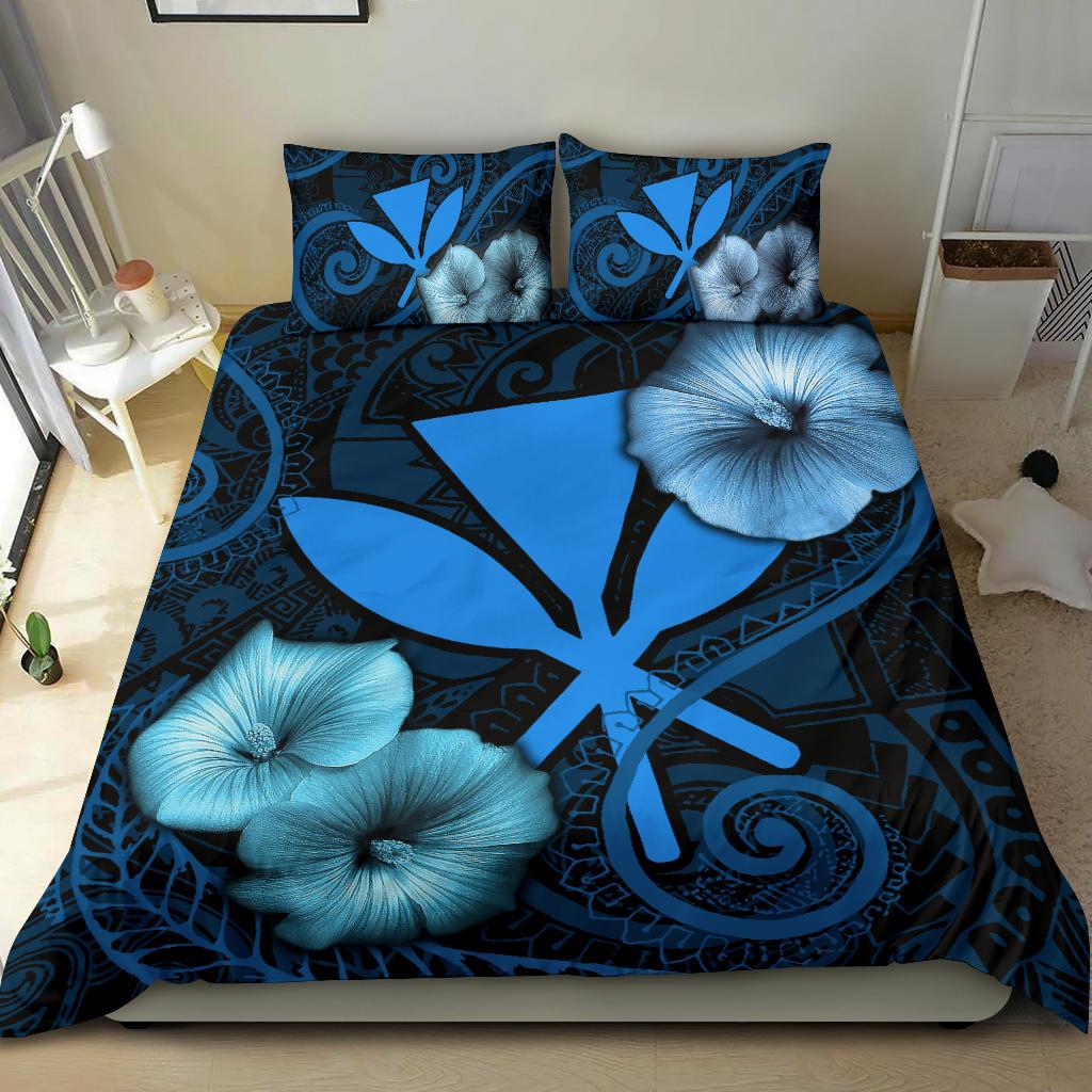 Polynesian Hawaii Duvet Cover Set - Hibiscus Blue Blue - Polynesian Pride