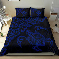 Hawaiian Map Turtle Hibiscus Kanaka Polynesian Bedding Set - Blue - Polynesian Pride