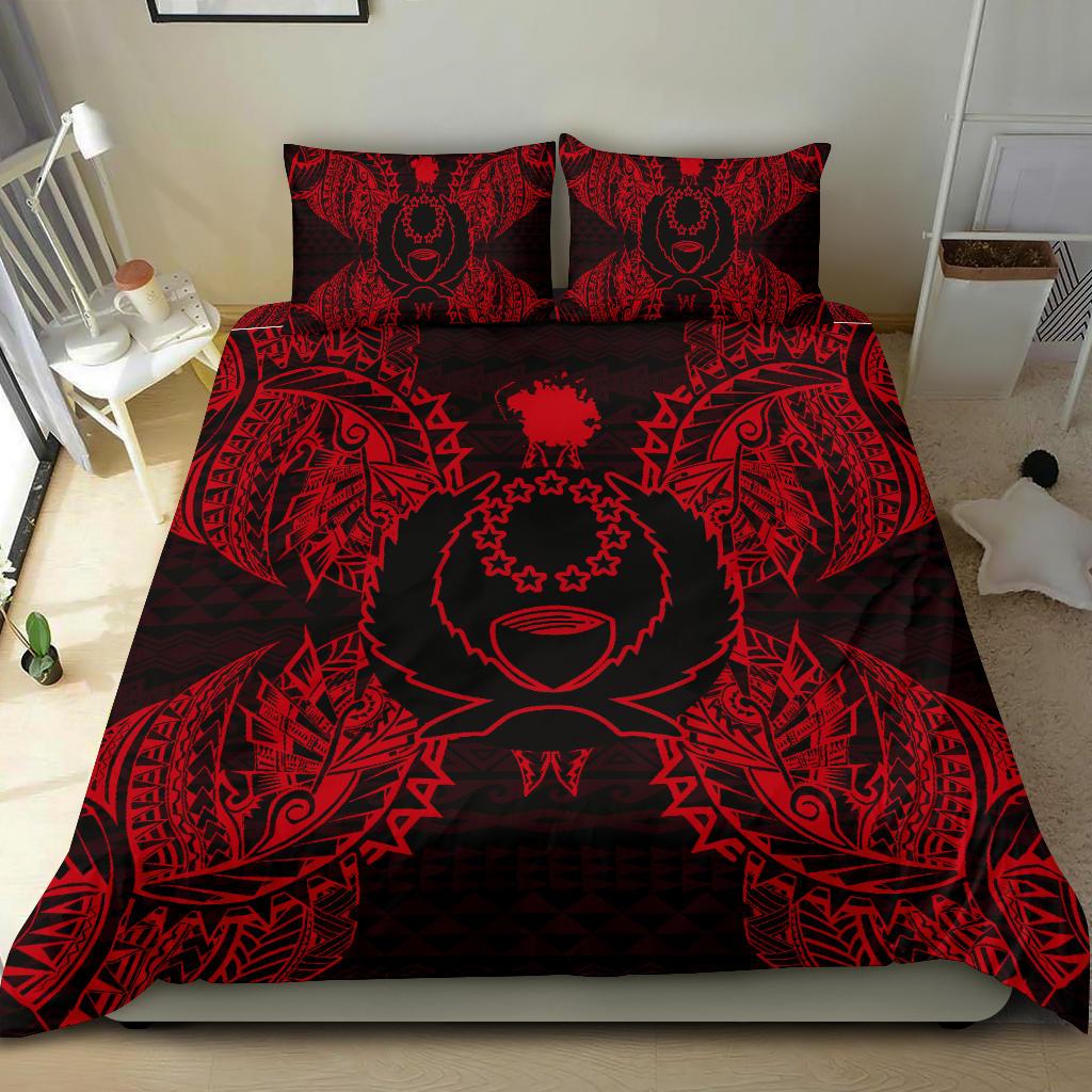 Polynesian Bedding Set - Pohnpei Duvet Cover Set Map Red - Polynesian Pride