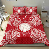 Polynesian Bedding Set - Northern Mariana Islands Duvet Cover Set Map Red White - Polynesian Pride