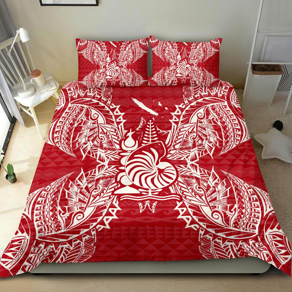 Polynesian Bedding Set - New Caledonia Duvet Cover Set Map Red White - Polynesian Pride