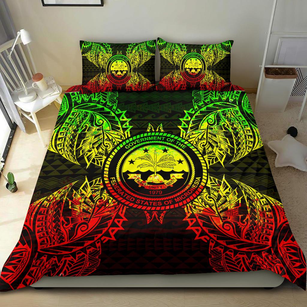 Polynesian Bedding Set - Federated States Of Micronesian Duvet Cover Set Map Reggae - Polynesian Pride