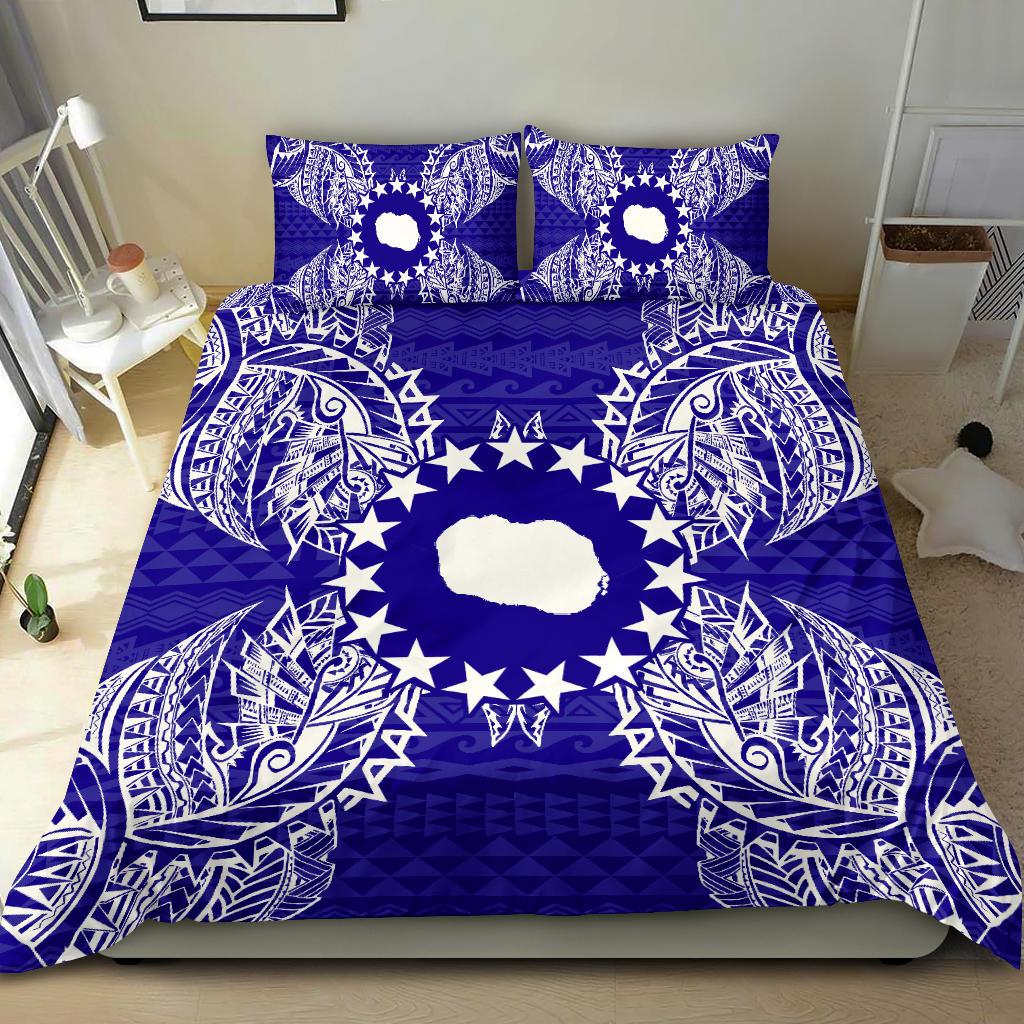 Polynesian Bedding Set - Cook Islands Duvet Cover Set Map Blue - Polynesian Pride