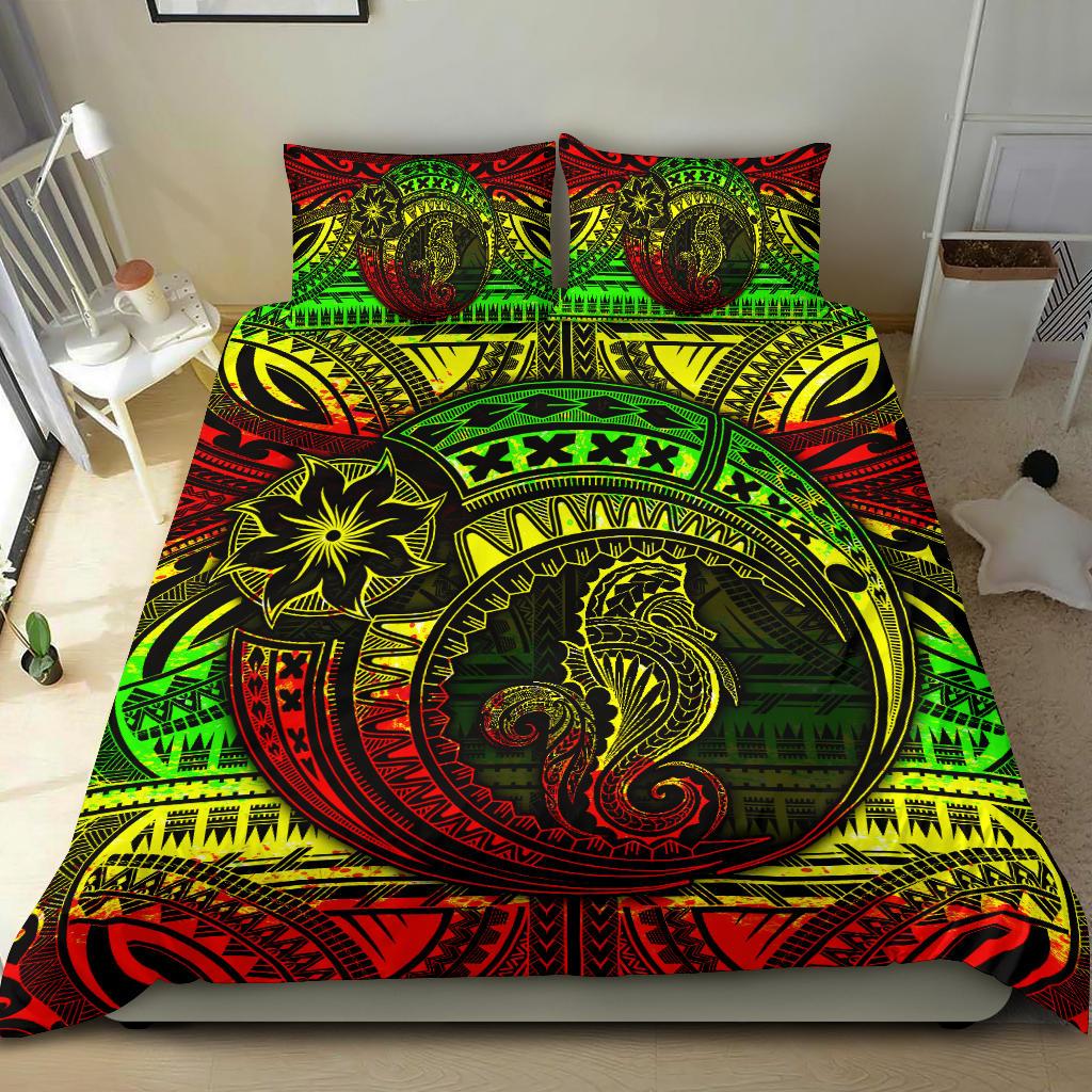 Seahorse Polynesian Bedding Set - Polynesian Tattoo Reggae - Polynesian Pride