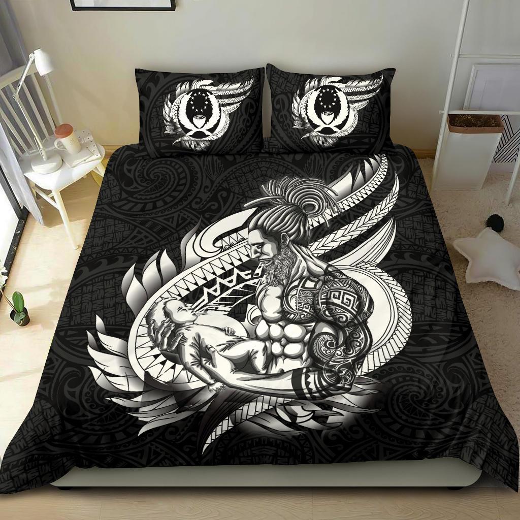 Polynesian Bedding Set - Pohnpei Duvet Cover Set Father And Son Black - Polynesian Pride