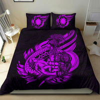 Polynesian Bedding Set - Nauru Duvet Cover Set Father And Son Purple - Polynesian Pride