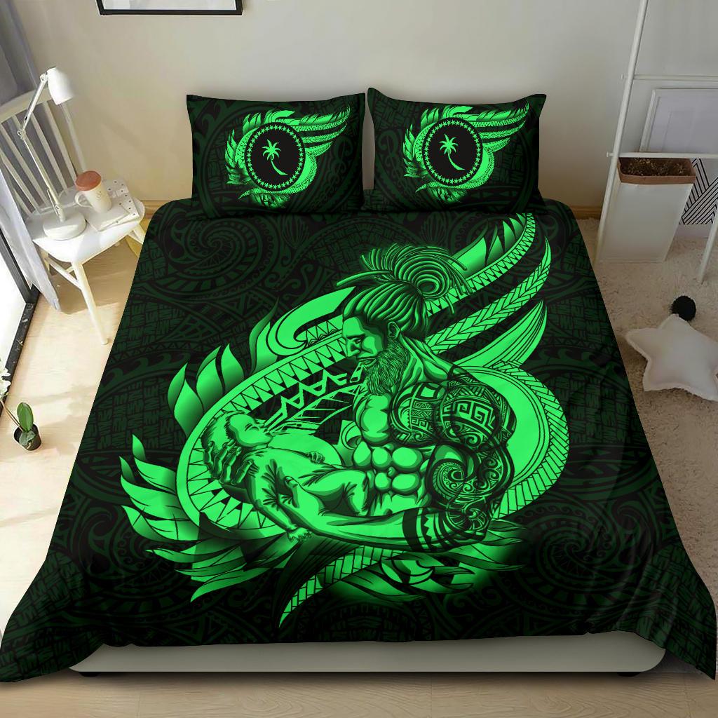 Polynesian Bedding Set - Chuuk Duvet Cover Set Father And Son Green - Polynesian Pride