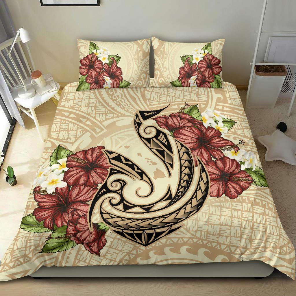 Hawaii Fish Hook Hibiscus Plumeria Polynesian Bedding Set - Polynesian Pride