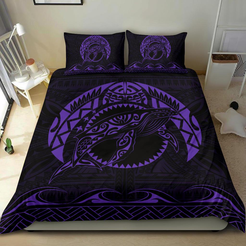 Hawaiian Polynesian Whale Bedding Set Purple - Polynesian Pride